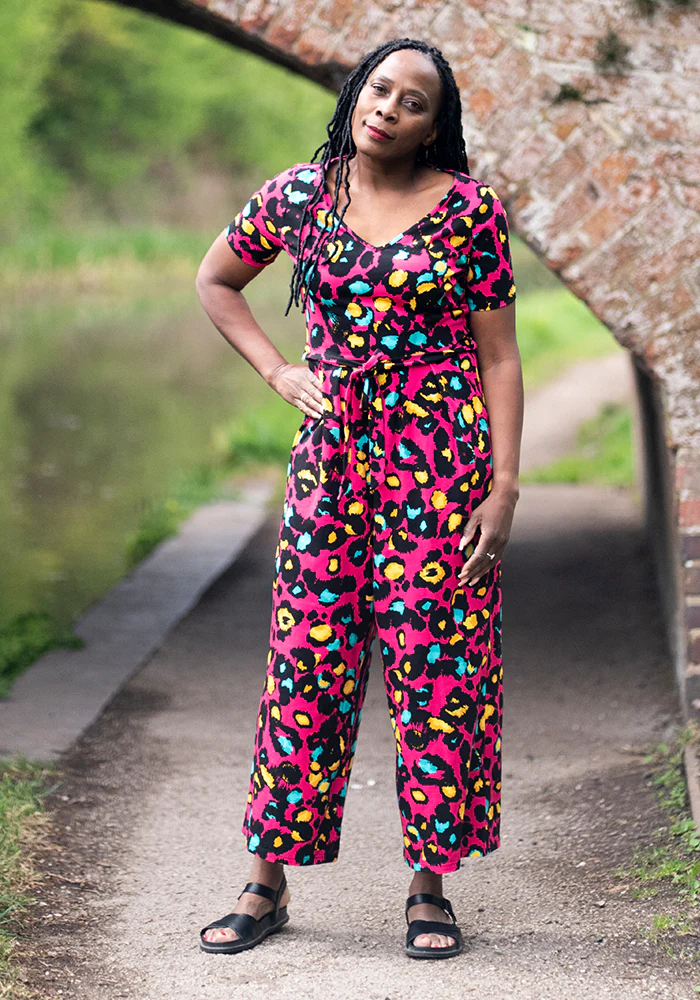 Adele Pink Animal Print Cotton Culotte Jumpsuit - Image 10