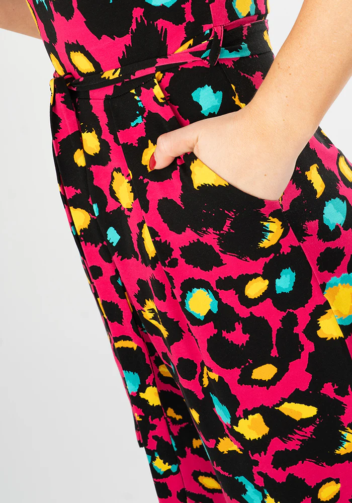Adele Pink Animal Print Cotton Culotte Jumpsuit - Image 6