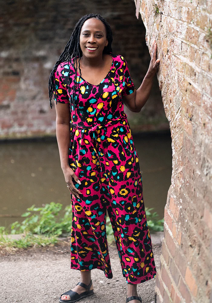 Adele Pink Animal Print Cotton Culotte Jumpsuit - Image 7