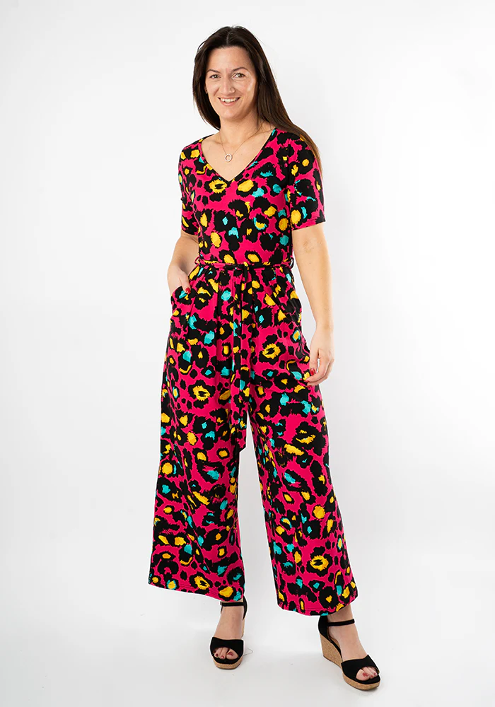 Adele Pink Animal Print Cotton Culotte Jumpsuit - Image 8