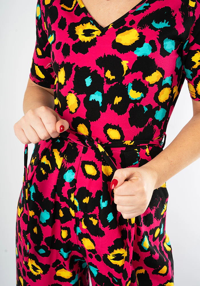 Adele Pink Animal Print Cotton Culotte Jumpsuit - Image 9
