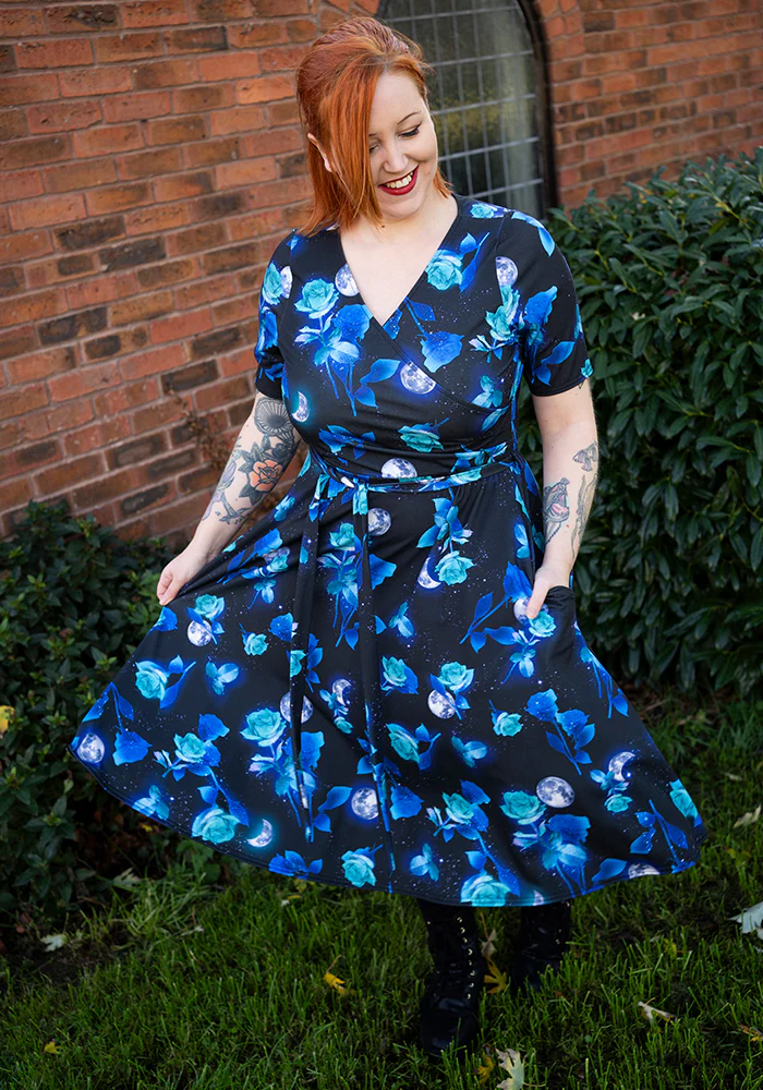 Adena Moonlit Rose Print Swing Dress