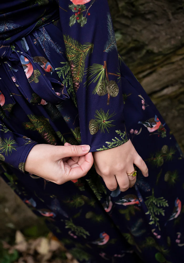 Agnes Bird & Pinecone Print Midi Dress - Image 10