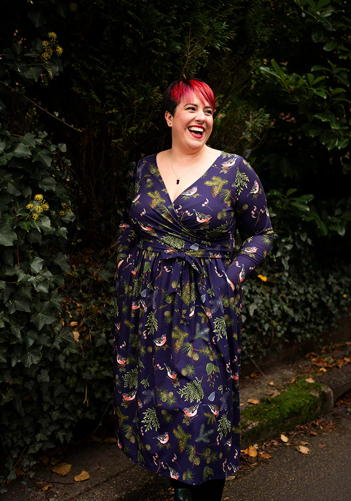 Agnes Bird & Pinecone Print Midi Dress - Image 5