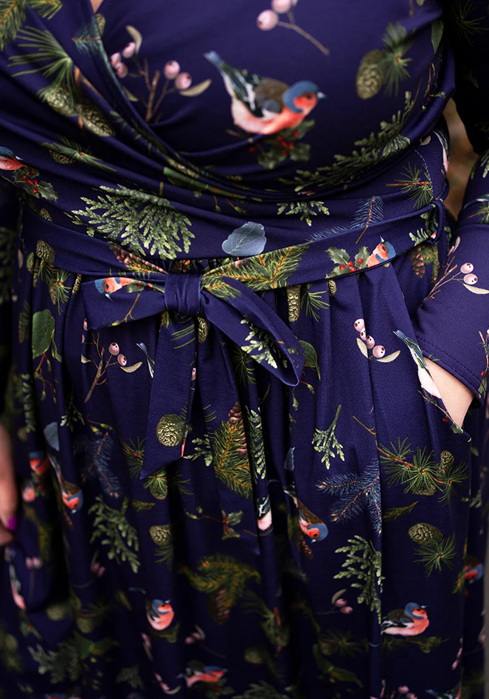 Agnes Bird & Pinecone Print Midi Dress - Image 6