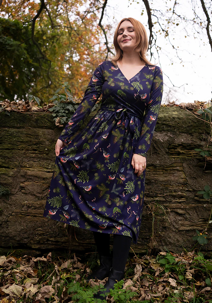 Agnes Bird & Pinecone Print Midi Dress - Image 7