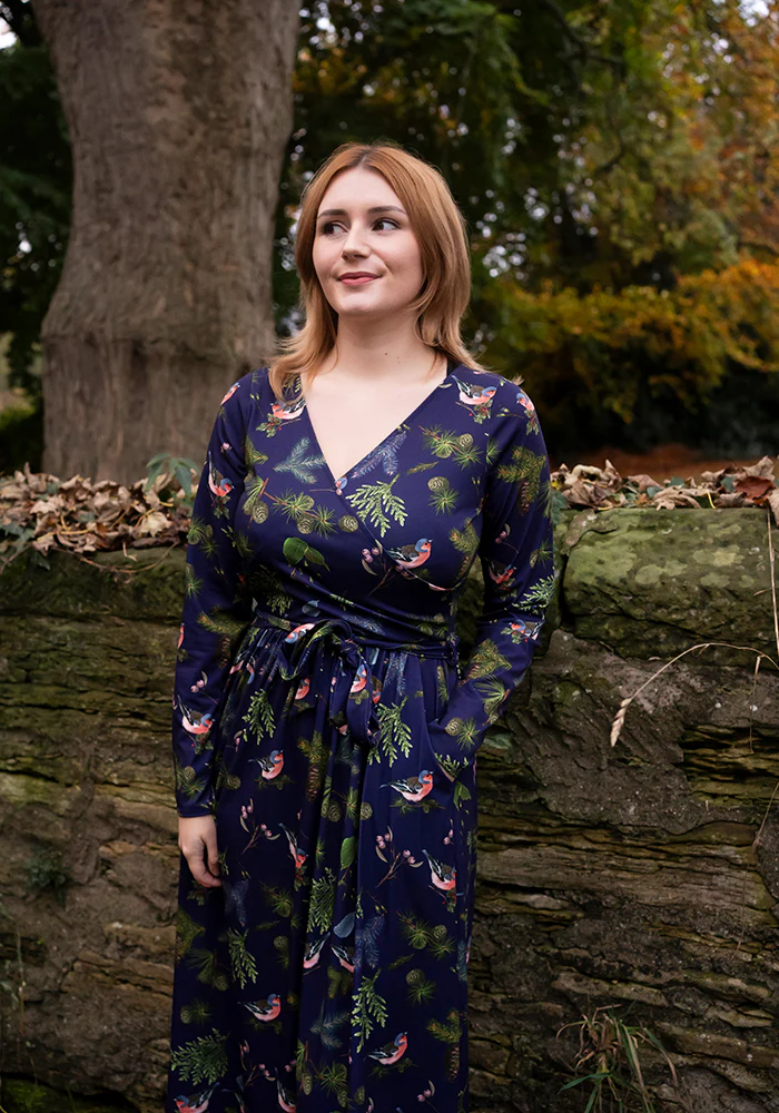 Agnes Bird & Pinecone Print Midi Dress - Image 8