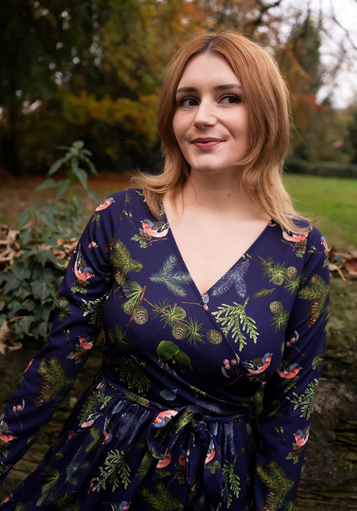 Agnes Bird & Pinecone Print Midi Dress - Image 9