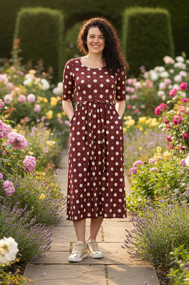 Aisla Spot Print Jersey Midi Dress