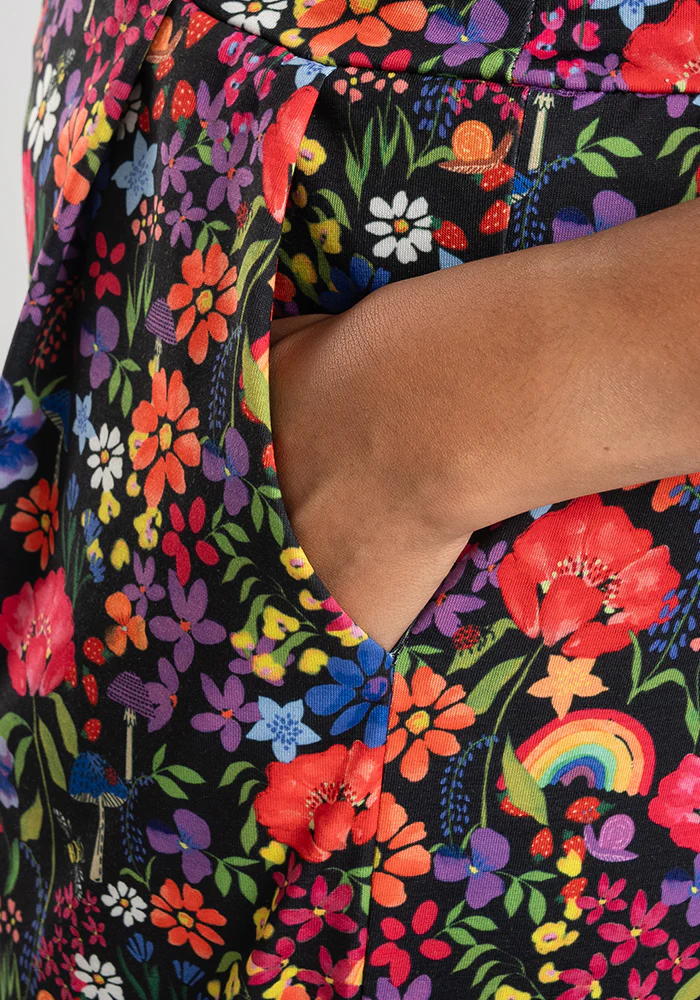 Amari Garden Rainbows Print Pull On Wide Leg Culotte Trouser - Image 3