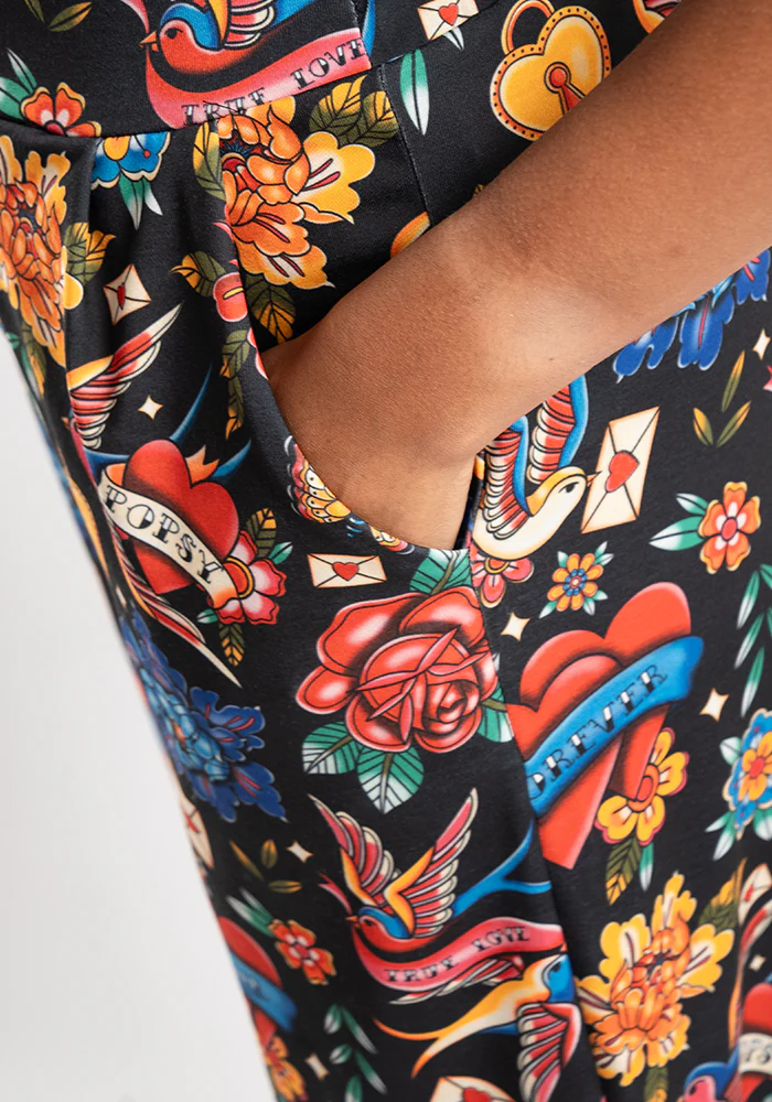 Amari Tattoo Print Pull On Wide Leg Culotte Trouser - Image 3