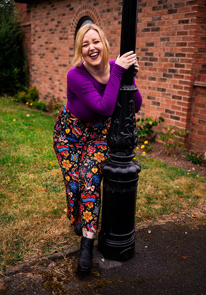 Amari Tattoo Print Pull On Wide Leg Culotte Trouser - Image 7