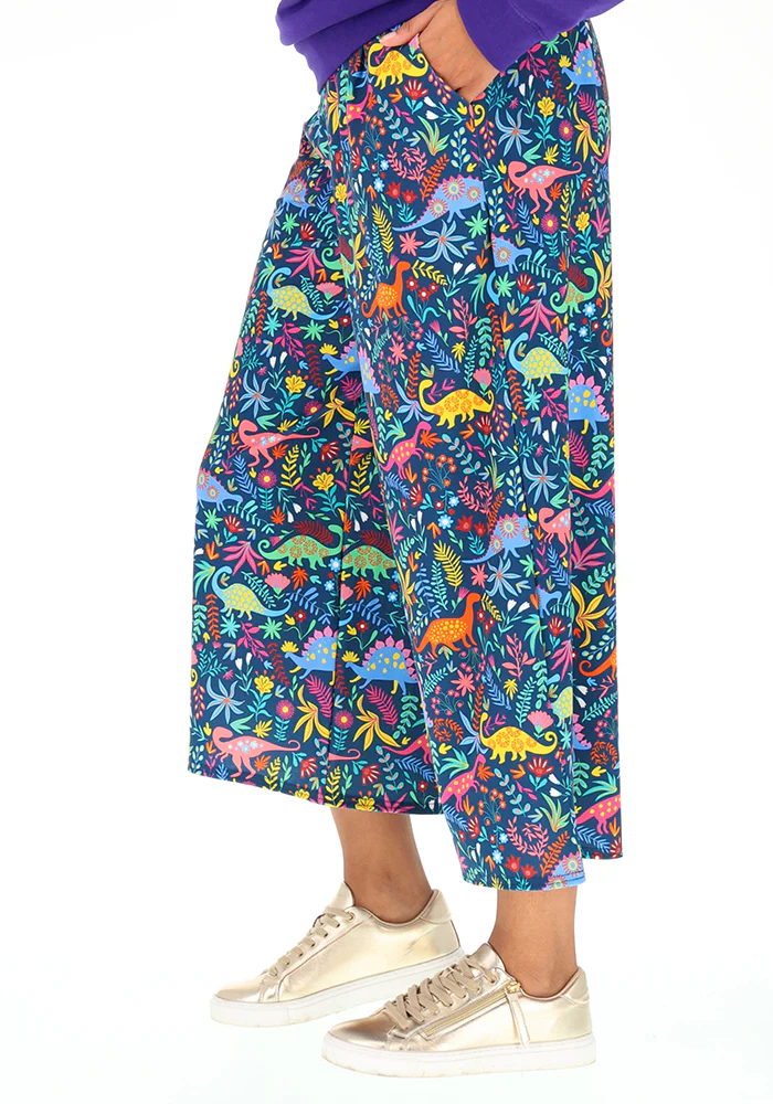 Amari Teal Dino Print Culotte Trouser - Image 3