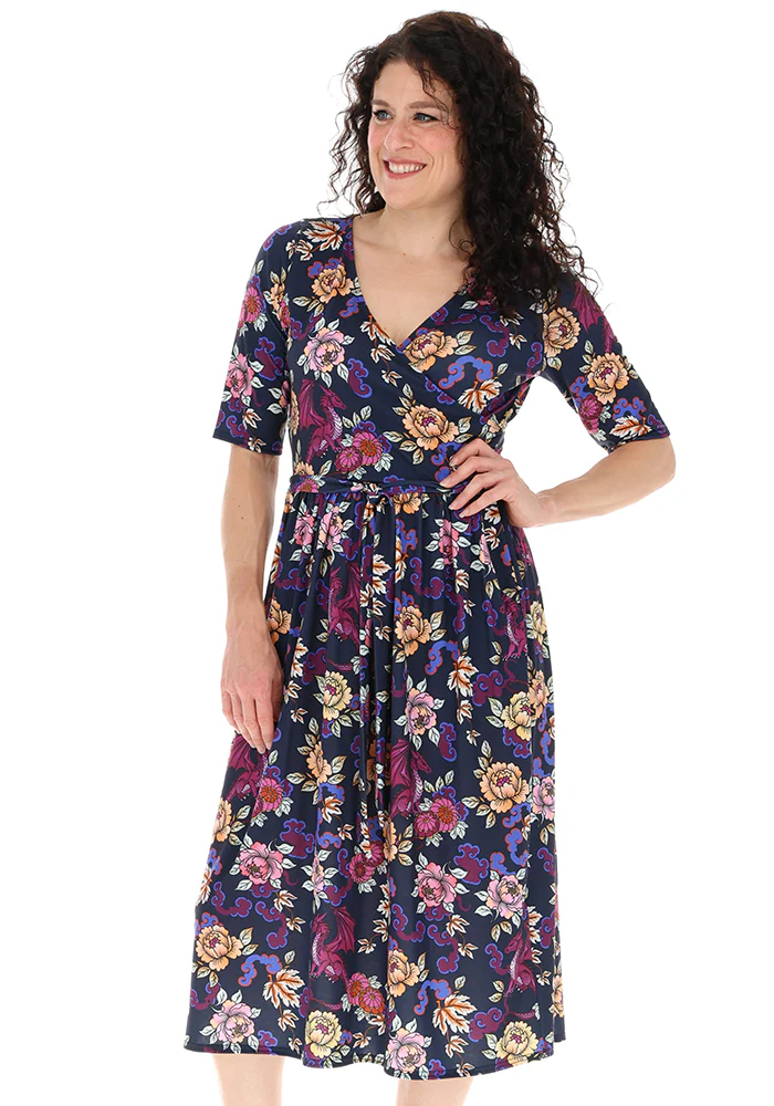 Amber Ornate Dragon Print Midi Dress - Image 3