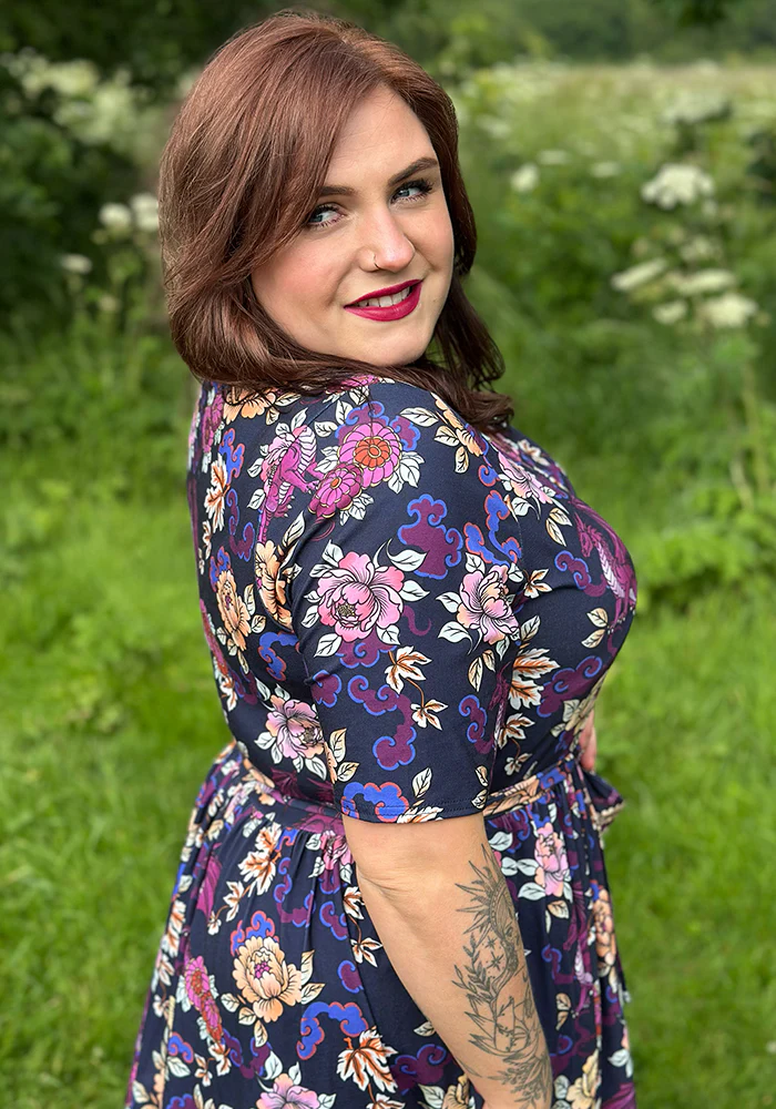 Amber Ornate Dragon Print Midi Dress - Image 7