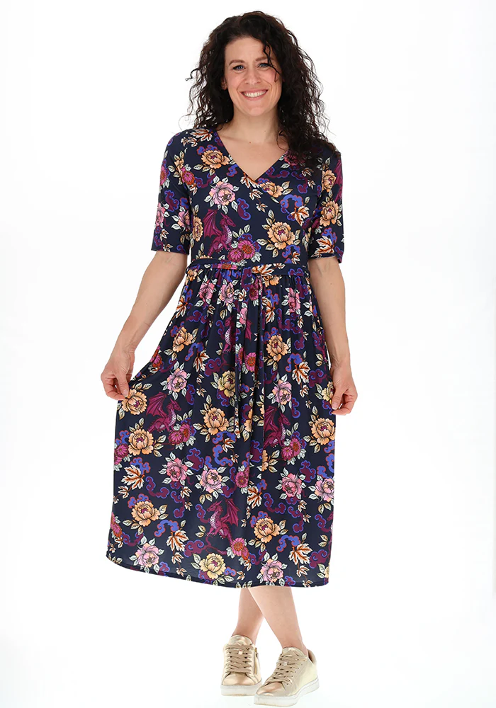 Amber Ornate Dragon Print Midi Dress - Image 8