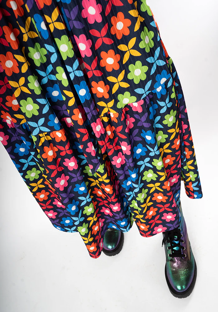 Ami Retro Rainbow Floral Print Midaxi Dress - Image 8
