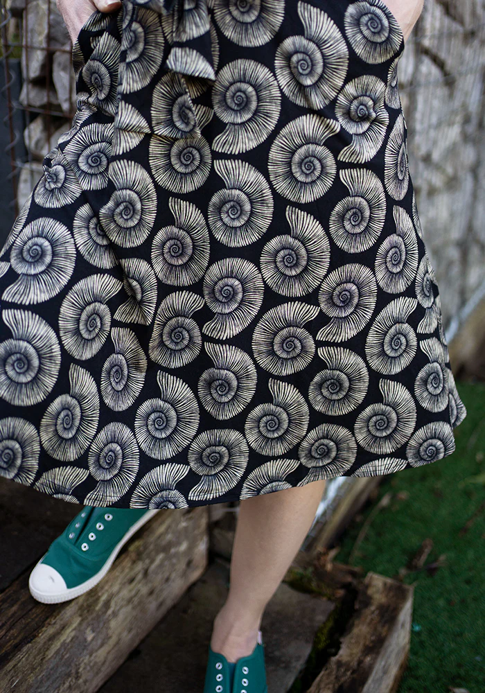 Ammonite Fossil Print Tie Waist Viscose Dress - Image 10