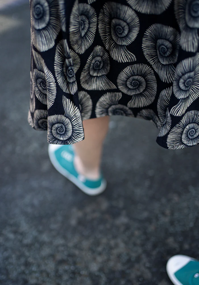 Ammonite Fossil Print Tie Waist Viscose Dress - Image 11
