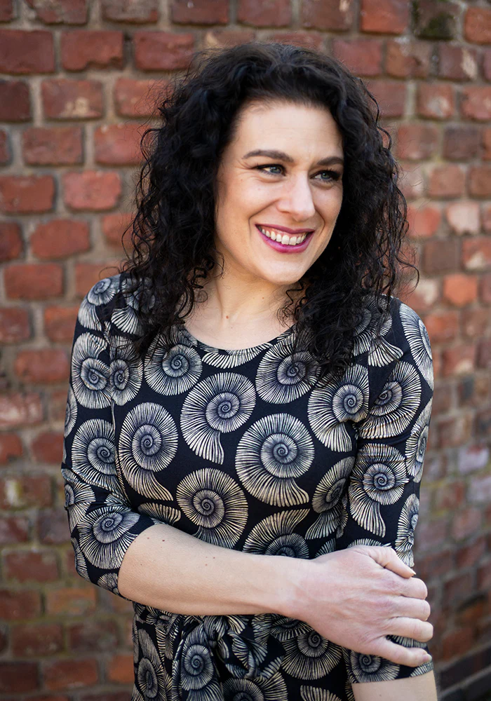 Ammonite Fossil Print Tie Waist Viscose Dress - Image 9