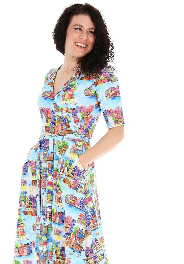Amsterdam Waterways Print Jersey Midi Dress - Image 3