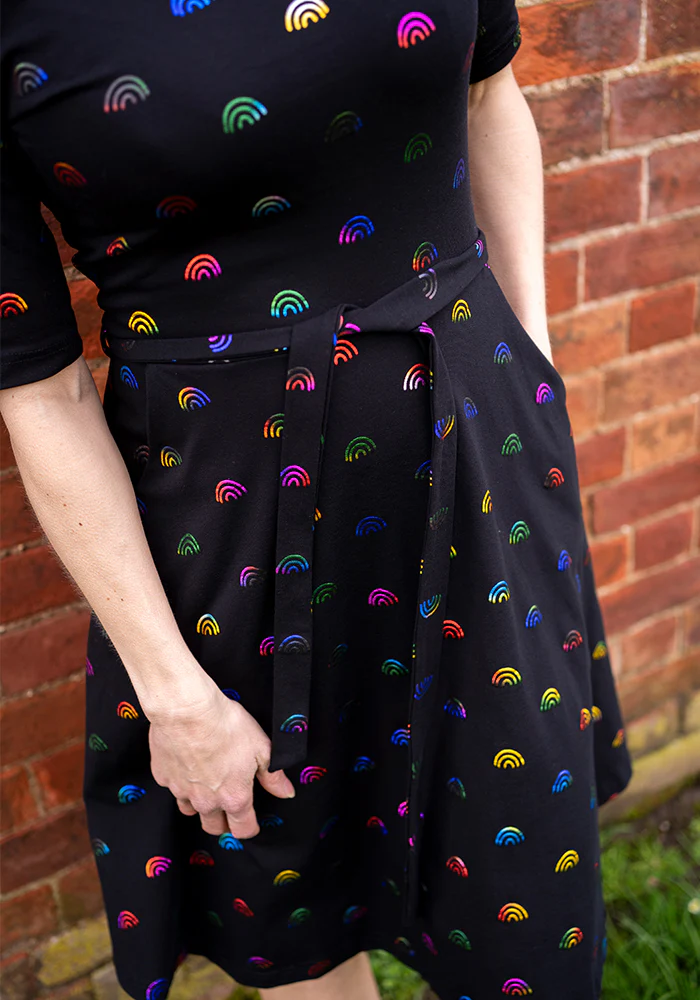 Andria Rainbow Foil Rainbows Print Cotton Dress - Image 5