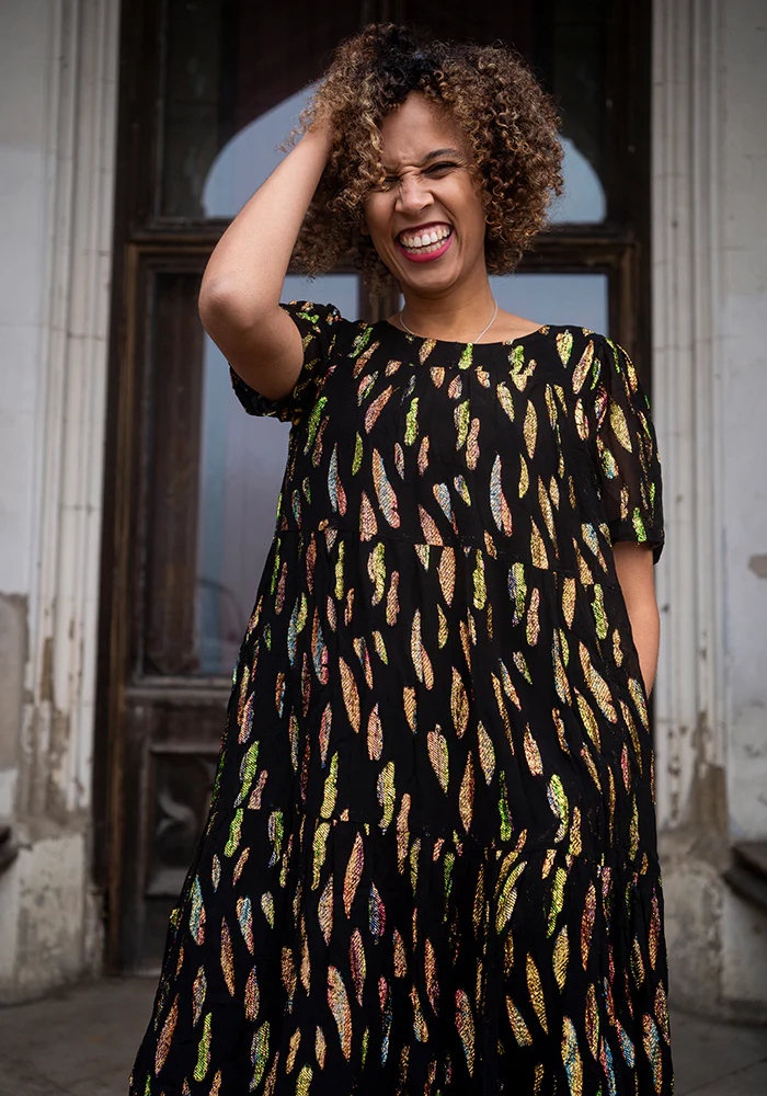 Anissa Lurex Tiered Hem Dress - Image 10