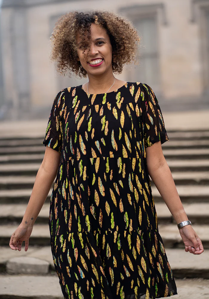 Anissa Lurex Tiered Hem Dress - Image 13