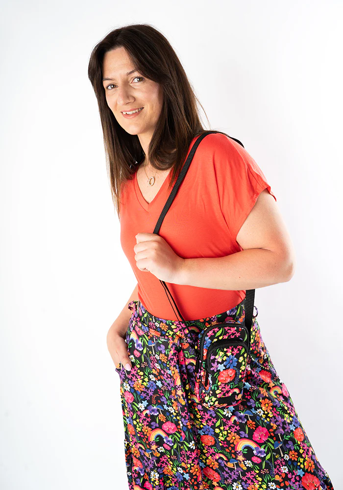 Aramis Garden Rainbow Floral Print Tiered Hem Jersey Midi Skirt - Image 5