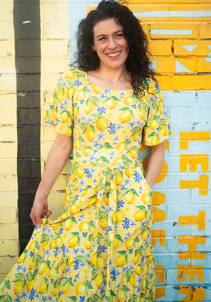 Aramis Lemon Print Tiered Hem Jersey Midi Skirt - Image 10