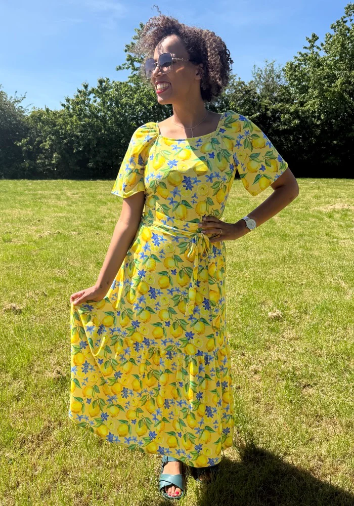 Aramis Lemon Print Tiered Hem Jersey Midi Skirt - Image 4