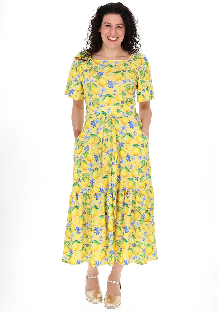 Aramis Lemon Print Tiered Hem Jersey Midi Skirt - Image 6