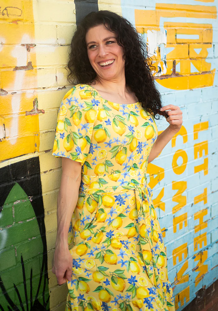 Aramis Lemon Print Tiered Hem Jersey Midi Skirt - Image 8