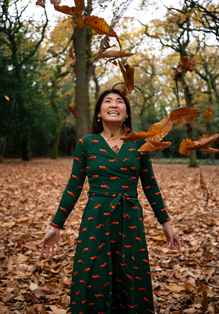 Archer Green Fox Print Cotton Midi Dress - Image 4