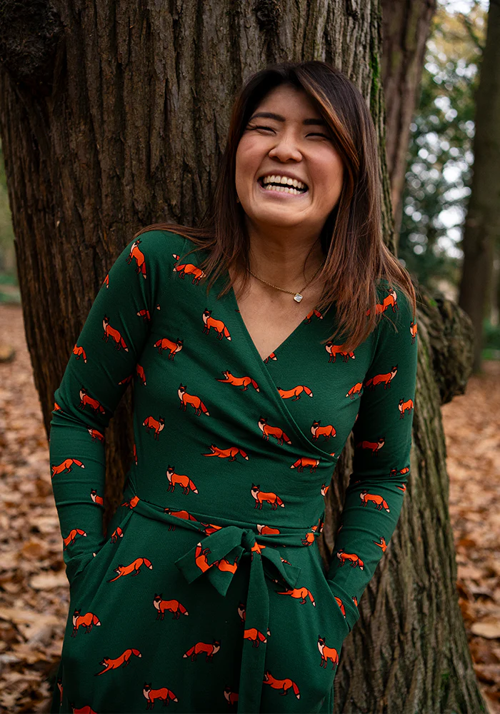 Archer Green Fox Print Cotton Midi Dress - Image 7