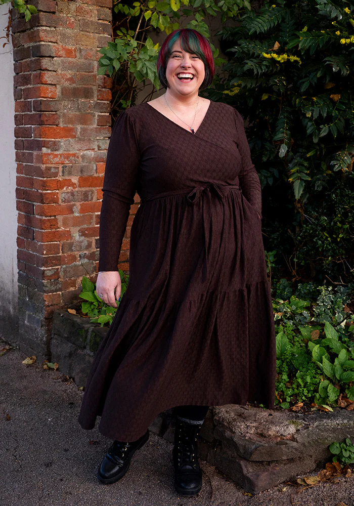 Arla Chocolate Textured Oval Midaxi Dress