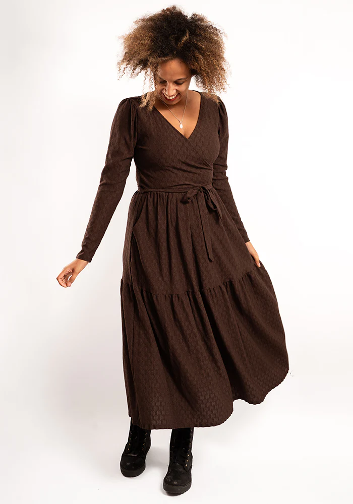 Arla Chocolate Textured Oval Midaxi Dress - Image 3