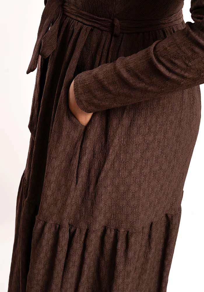 Arla Chocolate Textured Oval Midaxi Dress - Image 4