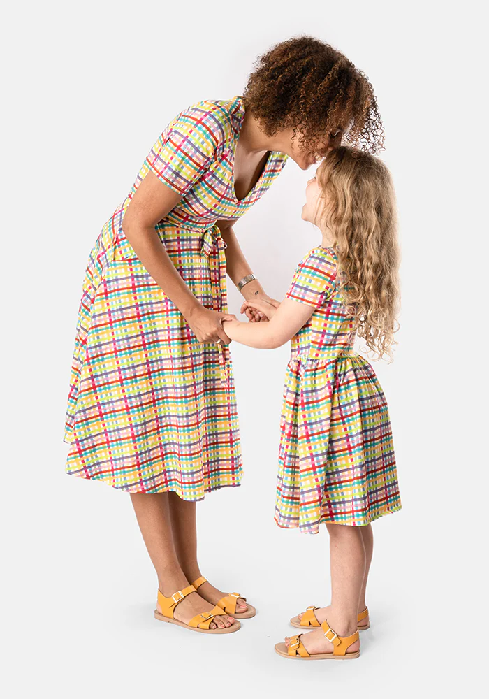 Audrey Summer Check Print Cotton Swing Dress - Image 6