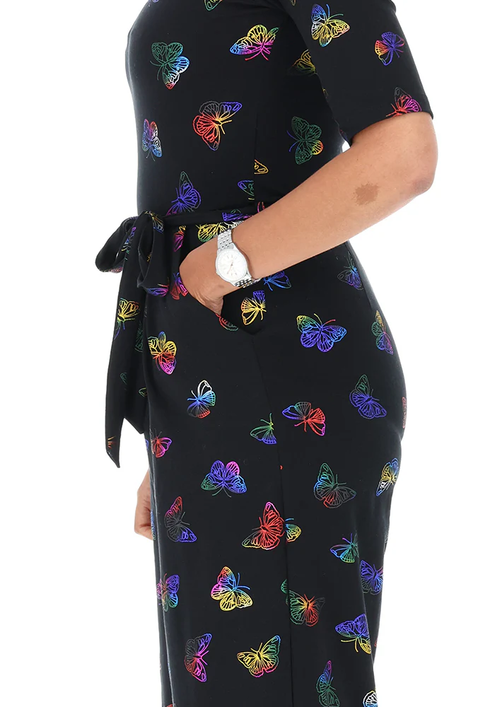 Aviva Rainbow Foil Butterflies Print Cotton Culotte Jumpsuit - Image 4