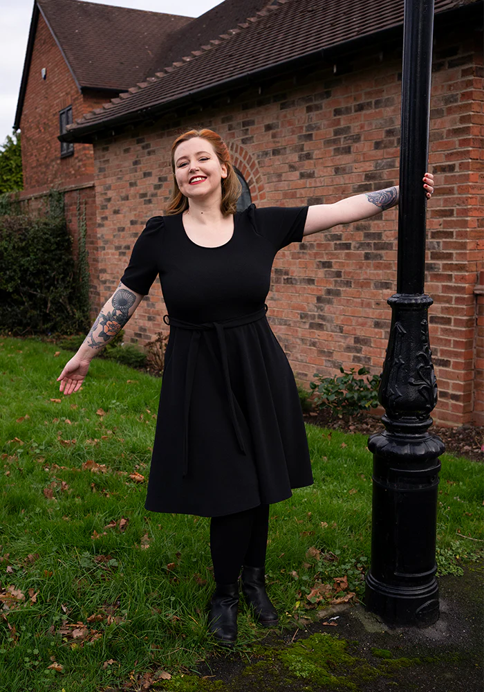Becca Black Textured Crepe Dress - Image 5