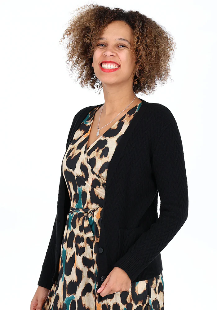 Black Chevron Knit Cardigan - Image 4