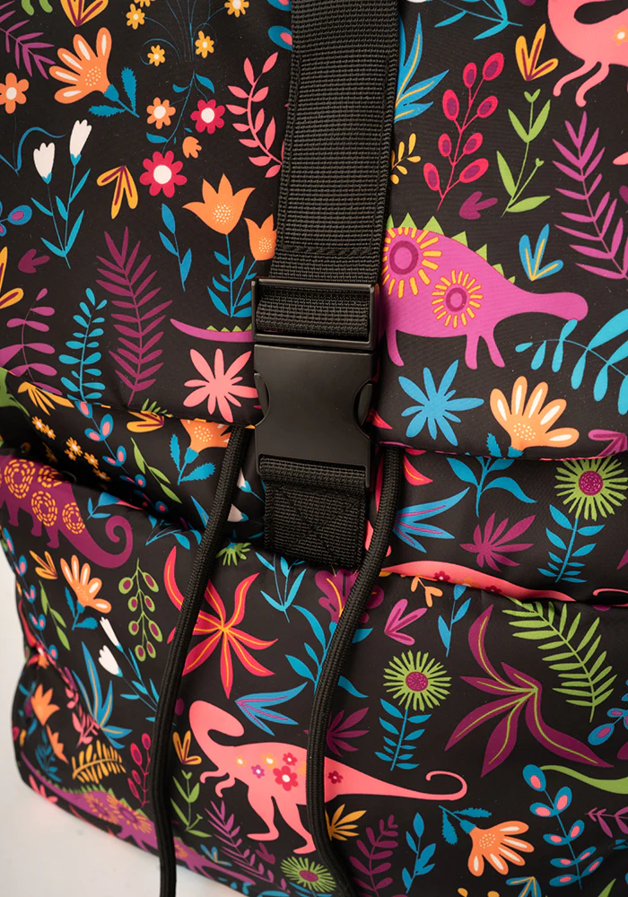 Black Dinosaur Print Drawstring Rucksack - Image 2