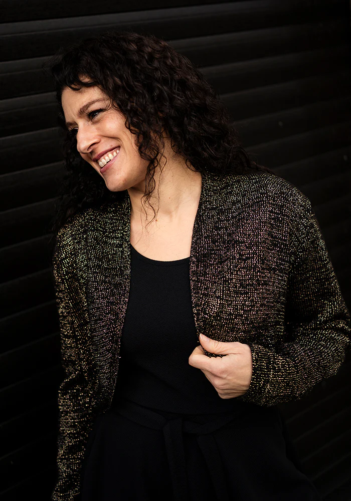 Black & Gold Lurex Bolero Cardigan - Image 8