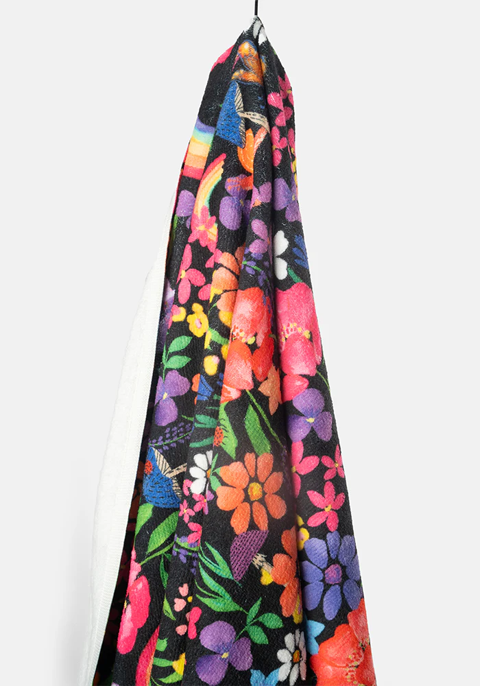 Large Garden Rainbow Floral Print Towel - Image 6
