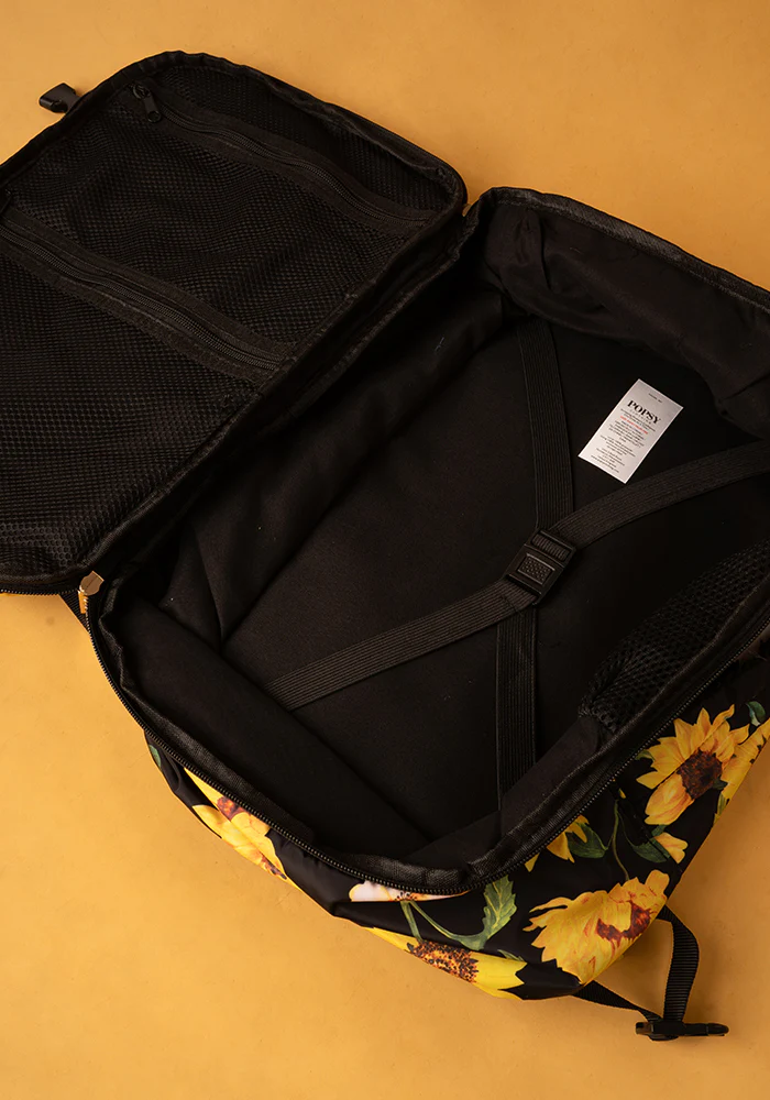 Black Sunflower Print Cabin Bag - Image 3