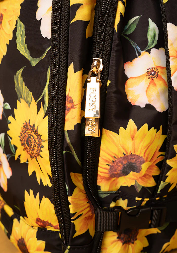 Black Sunflower Print Cabin Bag - Image 5