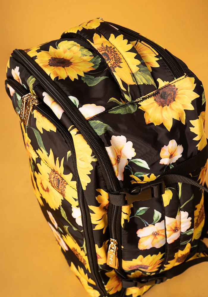 Black Sunflower Print Cabin Bag - Image 6
