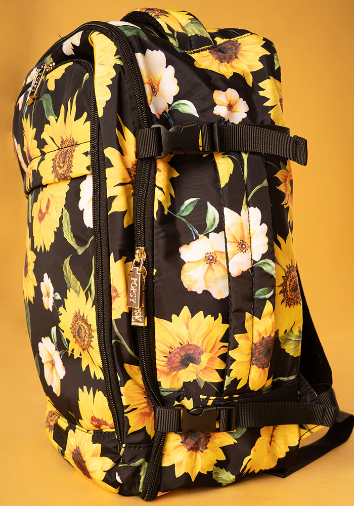 Black Sunflower Print Cabin Bag - Image 7