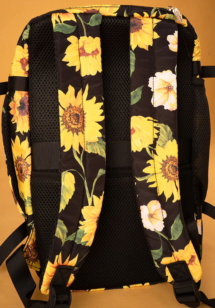 Black Sunflower Print Cabin Bag - Image 8